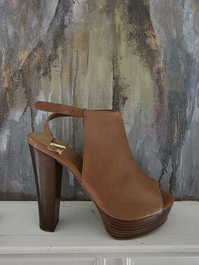Women’s Brown Leather Platform Slingback Heels